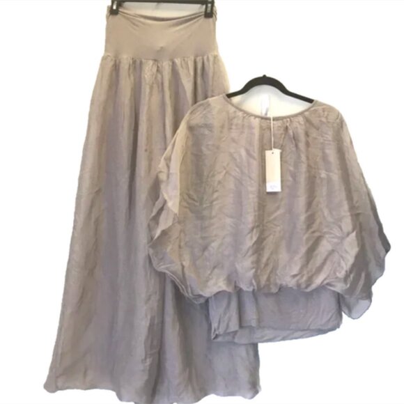 Giusy Silk Blend Top and Wide Leg  Palazzo Pants - Picture 2 of 3